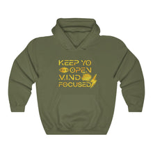 Load image into Gallery viewer, Keep YO eyes open Mind Focused Gold Scratched Hoodie