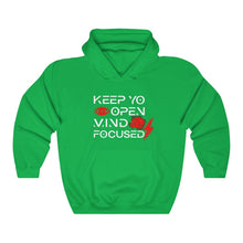 Load image into Gallery viewer, Keep YO eyes open White - red hoodie

