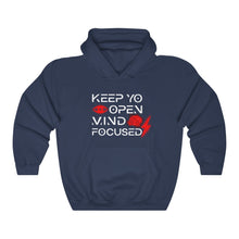 Load image into Gallery viewer, Keep YO eyes open White - red hoodie
