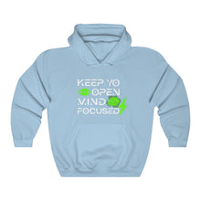 Load image into Gallery viewer, Keep YO eyes open White - green hoodie
