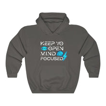 Load image into Gallery viewer, Keep YO eyes open White - blue hoodie
