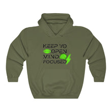 Load image into Gallery viewer, Keep YO eyes open black- green hoodie
