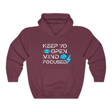 Load image into Gallery viewer, Keep YO eyes open White - blue hoodie
