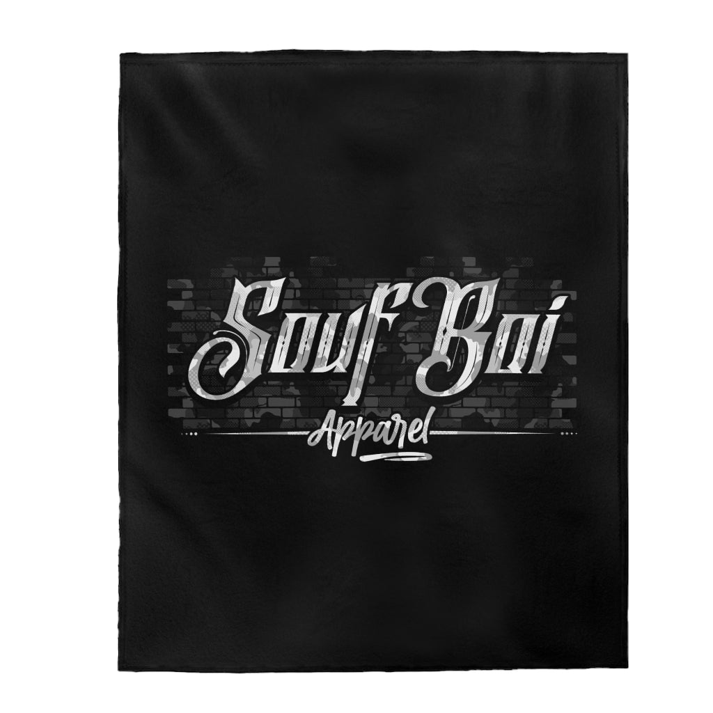 (Camo) Brick Velveteen Plush Blanket (Black) 50 X 60