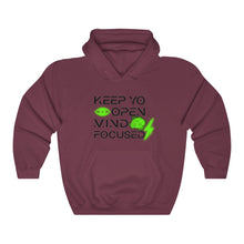 Load image into Gallery viewer, Keep YO eyes open black- green hoodie
