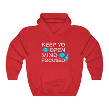 Load image into Gallery viewer, Keep YO eyes open White - blue hoodie
