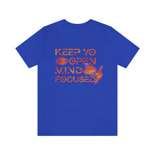 Load image into Gallery viewer, Keep Yo Eyes Open Mind Focused Red-Gold Scratched Tee
