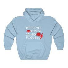 Load image into Gallery viewer, Keep YO eyes open White - red hoodie
