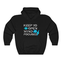 Load image into Gallery viewer, Keep YO eyes open White - blue hoodie
