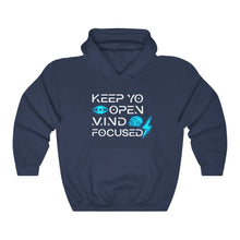 Load image into Gallery viewer, Keep YO eyes open White - blue hoodie
