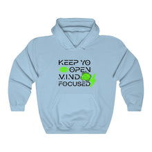 Load image into Gallery viewer, Keep YO eyes open black- green hoodie

