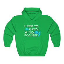 Load image into Gallery viewer, Keep YO eyes open White - blue hoodie
