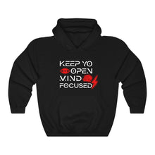 Load image into Gallery viewer, Keep YO eyes open White - red hoodie

