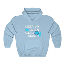 Load image into Gallery viewer, Keep YO eyes open White - blue hoodie
