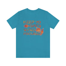 Load image into Gallery viewer, Keep Yo Eyes Open Mind Focused Red-Gold Scratched Tee
